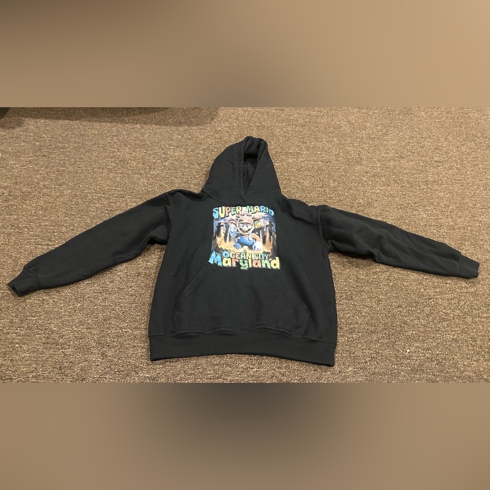 EUC Jon Lauren Apparel Boys L Black Super Mario Hoodie ocean city Maryland